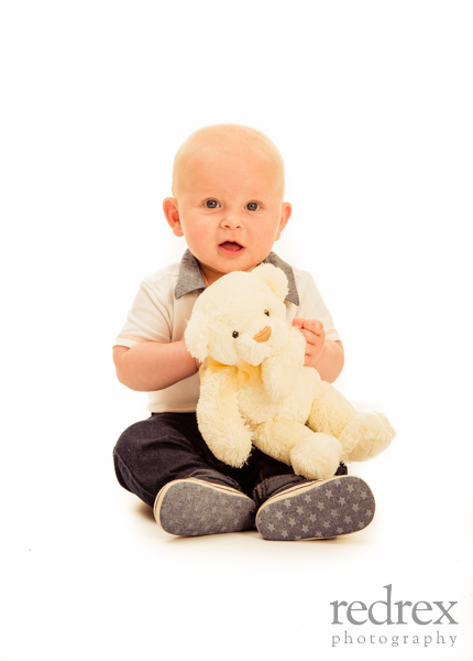 Baby with teddy bear photo shoot