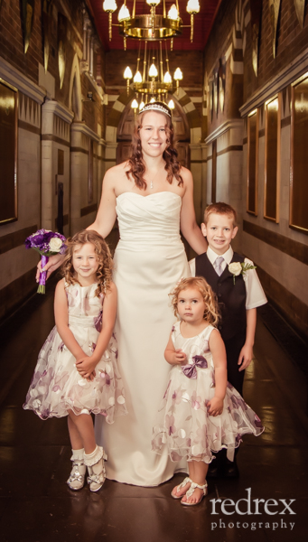 Bride with family inside Northampton Guildhall